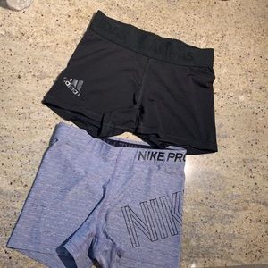 Bundle of workout shorts. Nike and Adidas both size small.